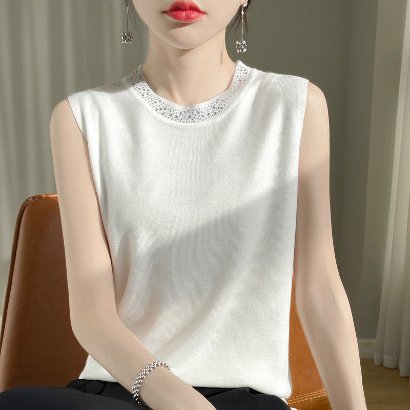 Slim Fit Viscose Knit Sleeveless Base Vest Women Long Casual