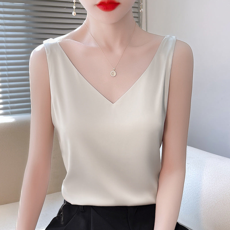 Slim Fit Ice Silk Camisole Vest Women Summer Layering
