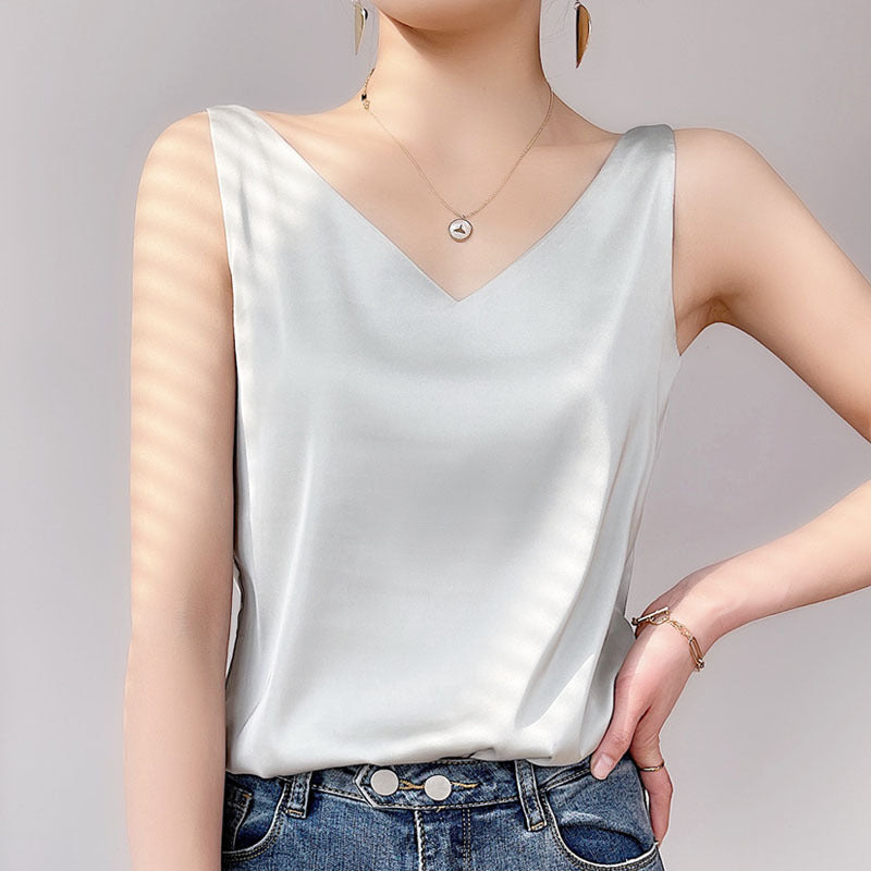 Slim Fit Ice Silk Camisole Vest Women Summer Layering