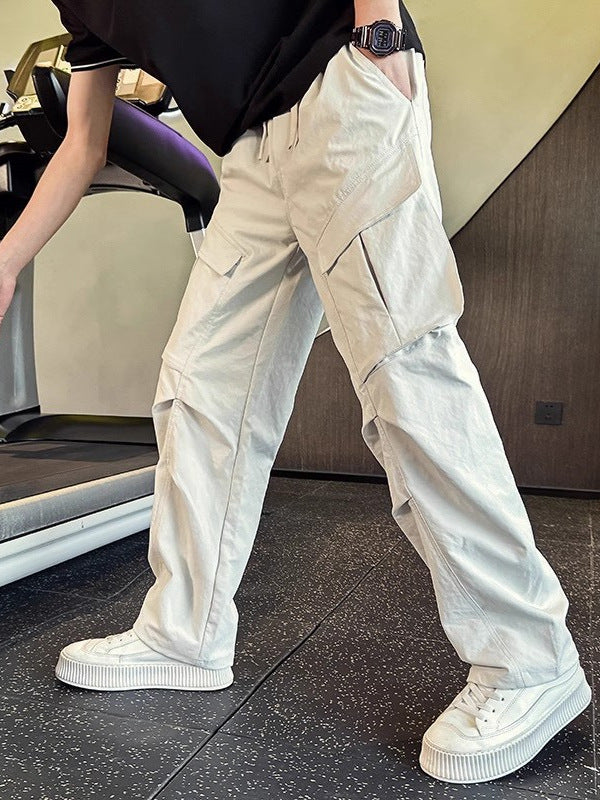 Men's Thin High Street Wide-Leg Straight Cargo Pants