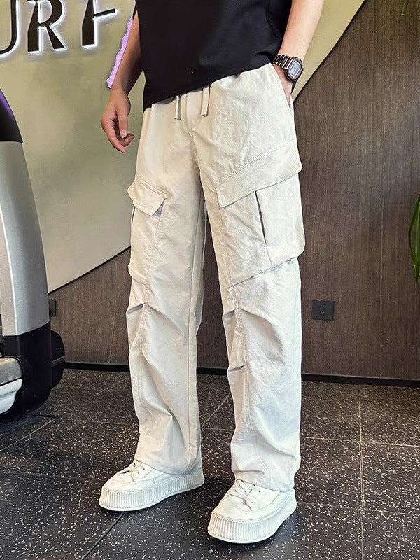 Men's Thin High Street Wide-Leg Straight Cargo Pants