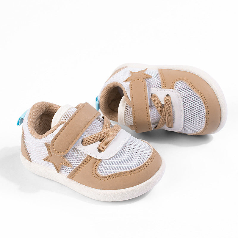 Khaki AeroMesh Kids Breathable Soft-Soled Casual Sneakers