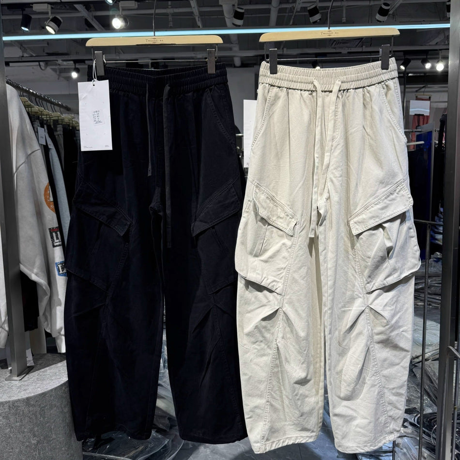 Men's High Street Pleated Multi-Pocket Paratrooper Cargo Pants