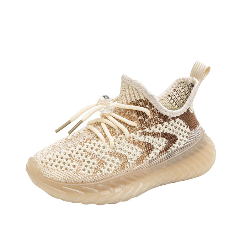 Khaki StratoKnit Kids Premium Woven Running Sneakers