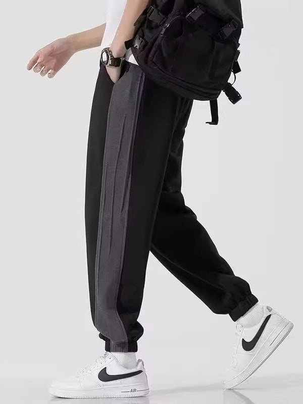 Unisex American High Street Heavy Washed Retro Striped Joggers
