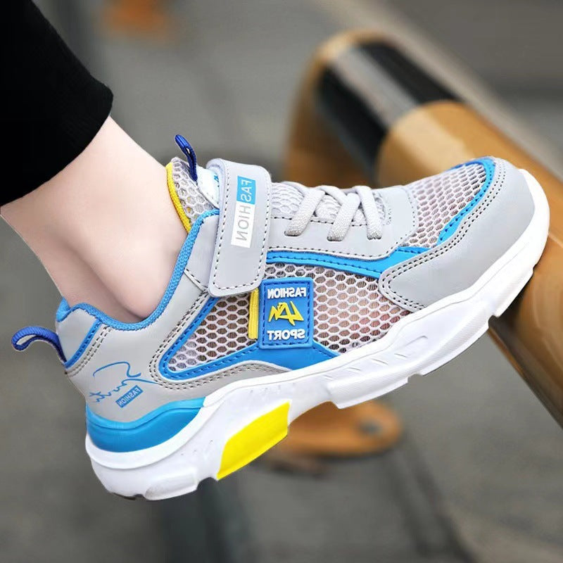 Gray StratoKnit Kids Premium Open-Mesh Trendy Sneakers