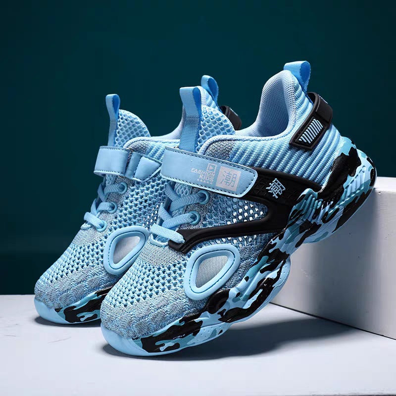 Sky Blue AeroGrid Kids Premium Hollow Frame Sneakers