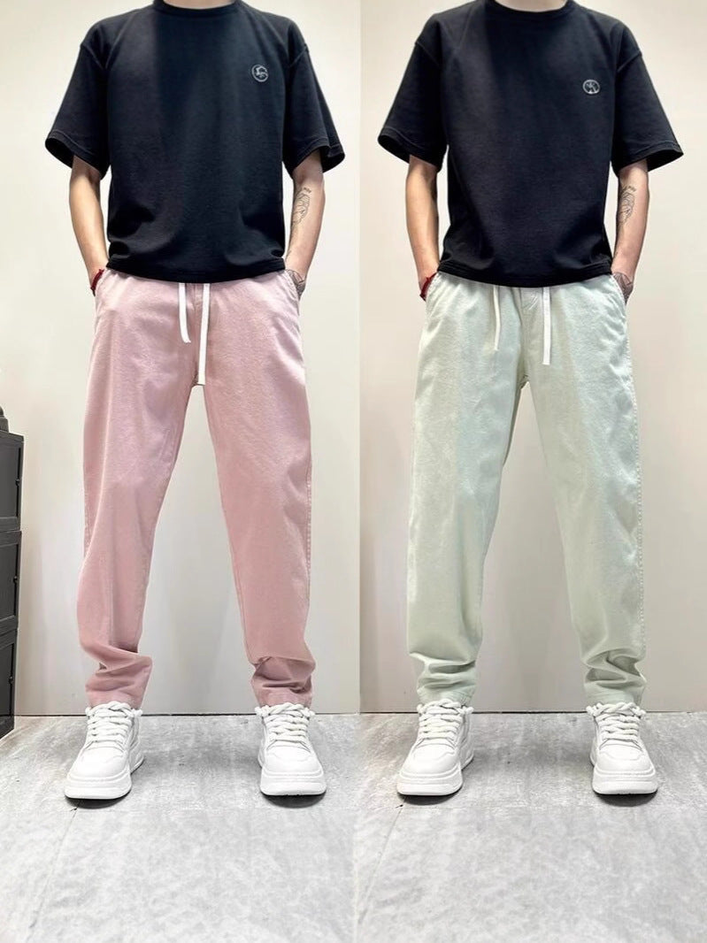 Men's Summer Thin Imitation Cotton-Linen Ice Silk Straight