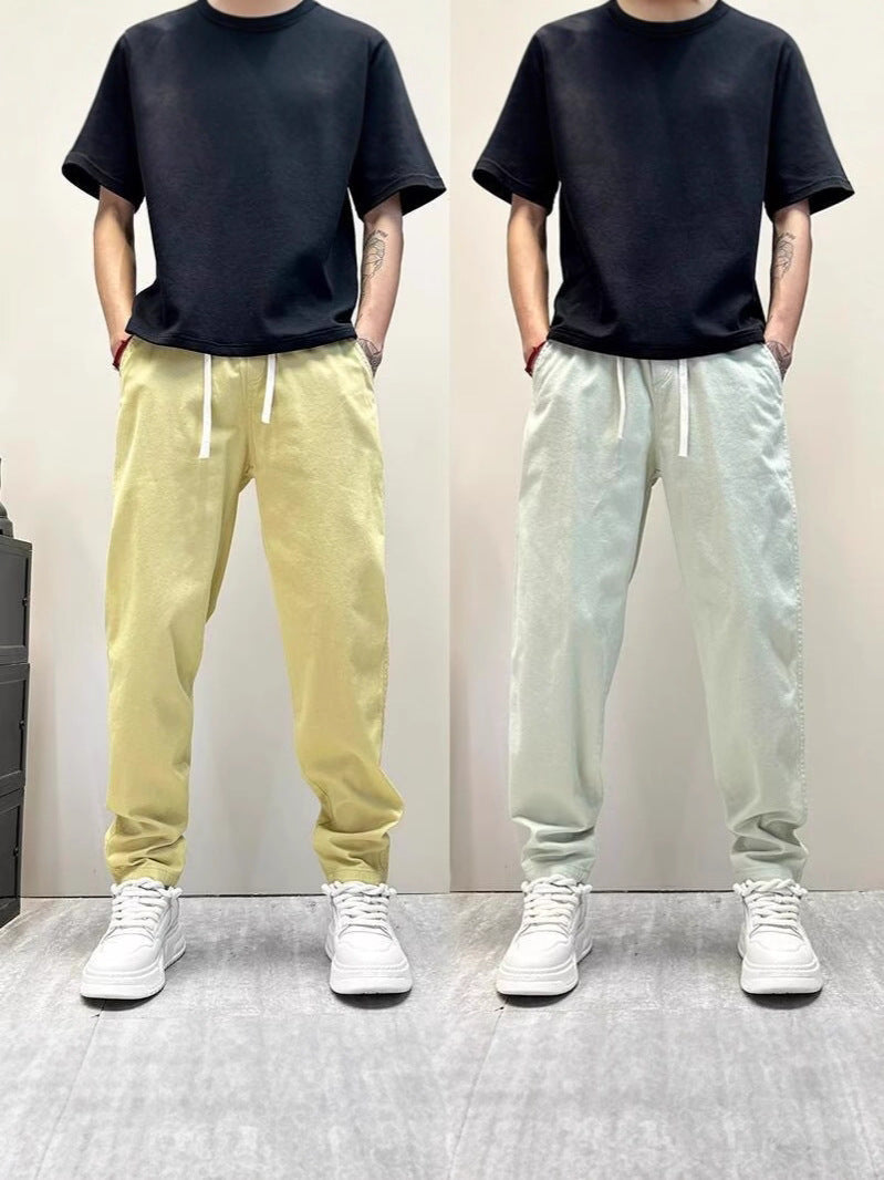 Men's Summer Thin Imitation Cotton-Linen Ice Silk Straight