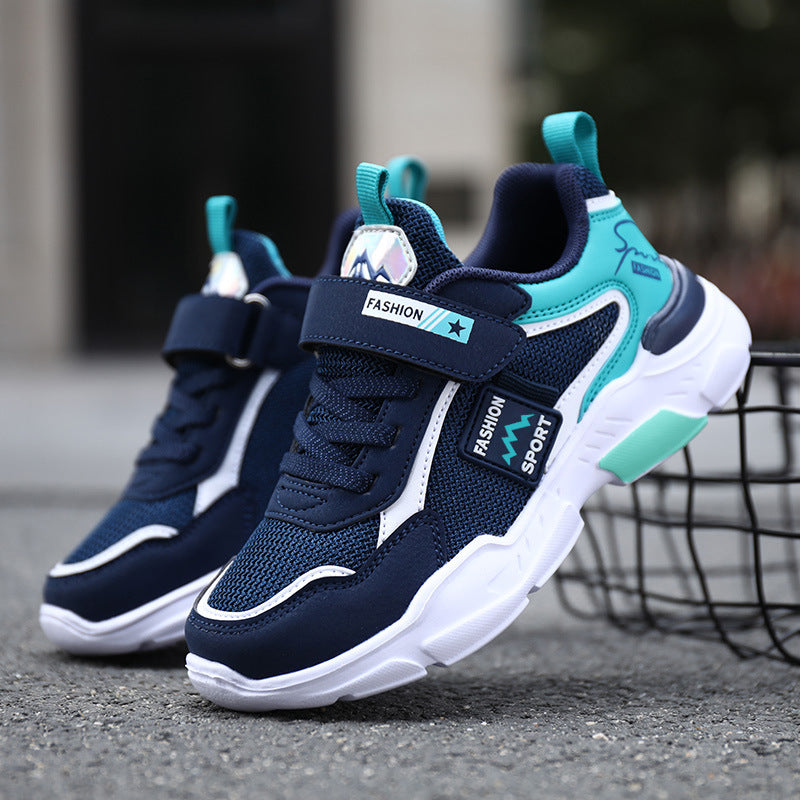 Dark Blue AeroMesh Kids Premium Soft-Soled Running Sneakers