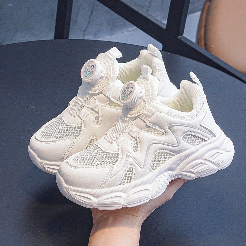 White Xiaomei & Xiaobao Premium Single-Mesh Student Sneakers