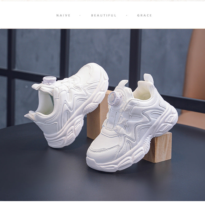 Xiaomei & Xiaobao Premium Leather-Mesh Student Sneakers