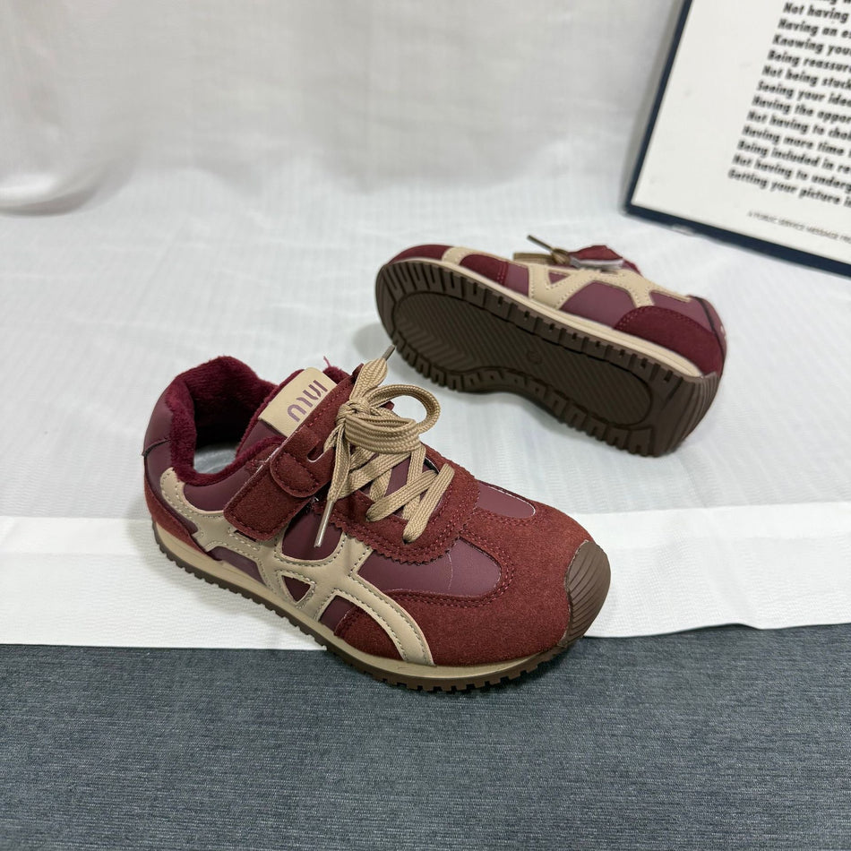 Red AuraStride Kids Premium American Retro German Training Sneakers