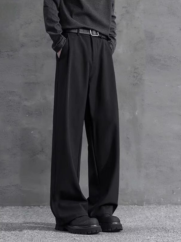 Men's Summer Ice Silk High-Waisted Straight Loose Drapey Suit