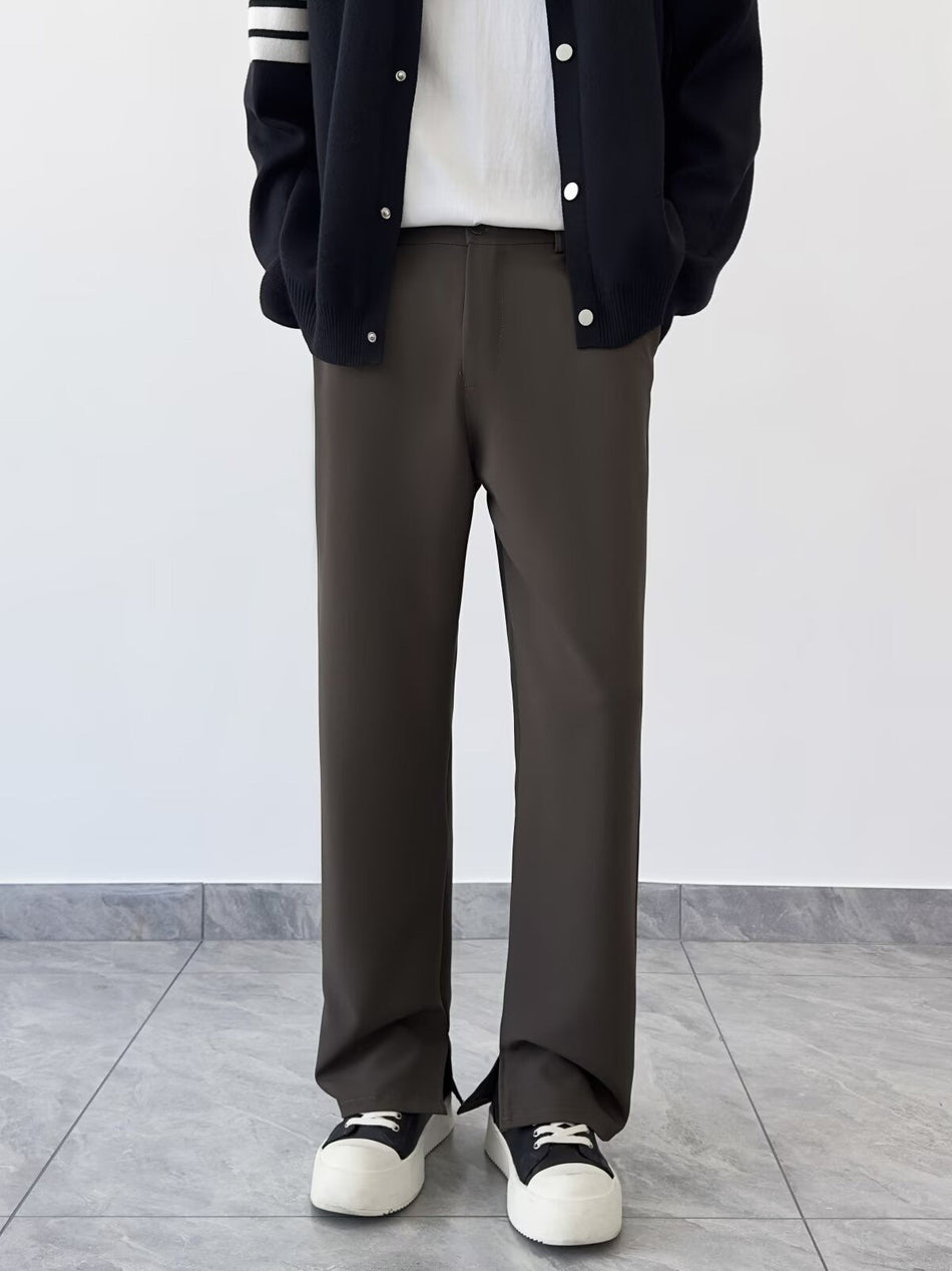 Men's High-Waisted Wide-Leg Straight Drapey Suit Pants