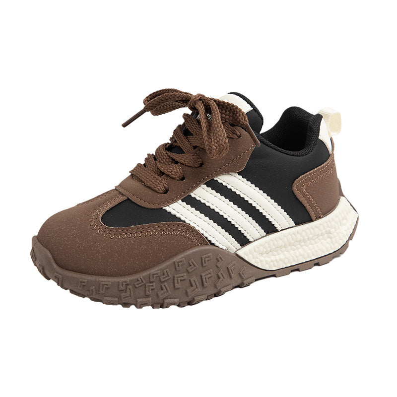 Black AuraStride Kids Premium Student Moral Training Sneakers