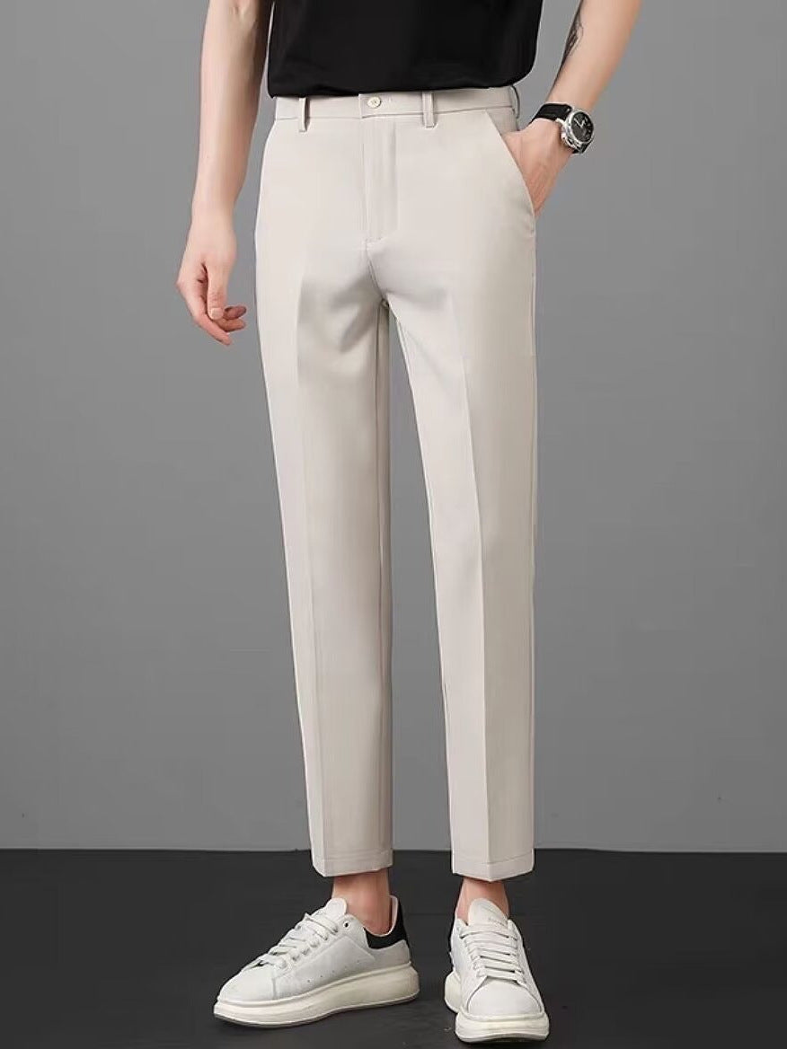 Black Men's Slim-Fit Cropped Tapered Harlan Suit Pants