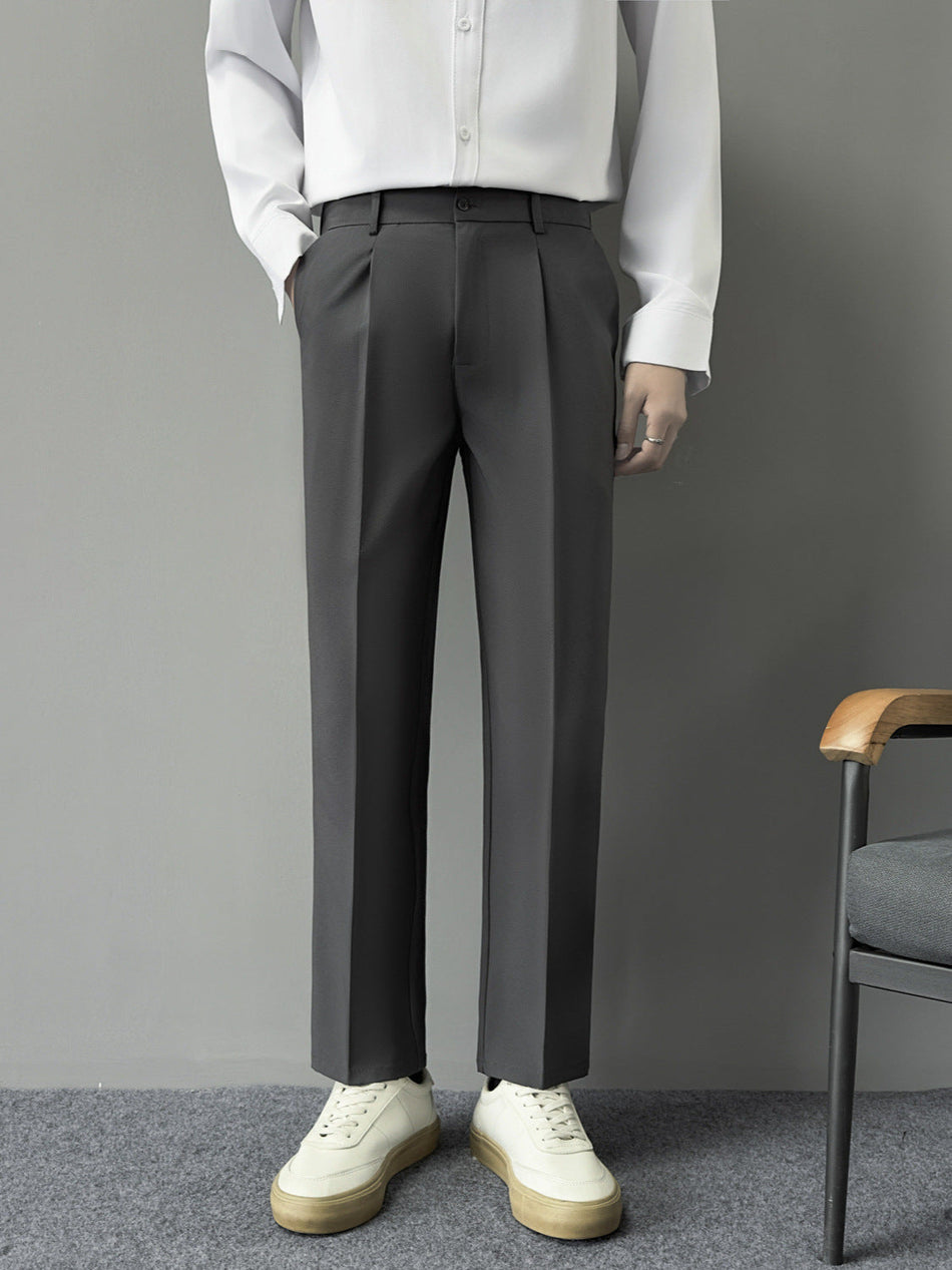 Men's Business Casual Slim-Fit Wrinkle-Free Straight-Leg Suit