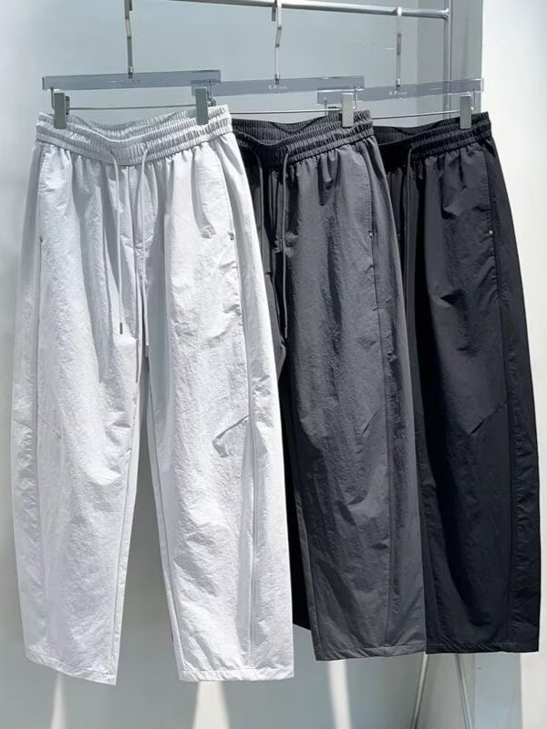 Men's Summer Ice Silk Straight Wide-Leg Cool Scimitar Trousers