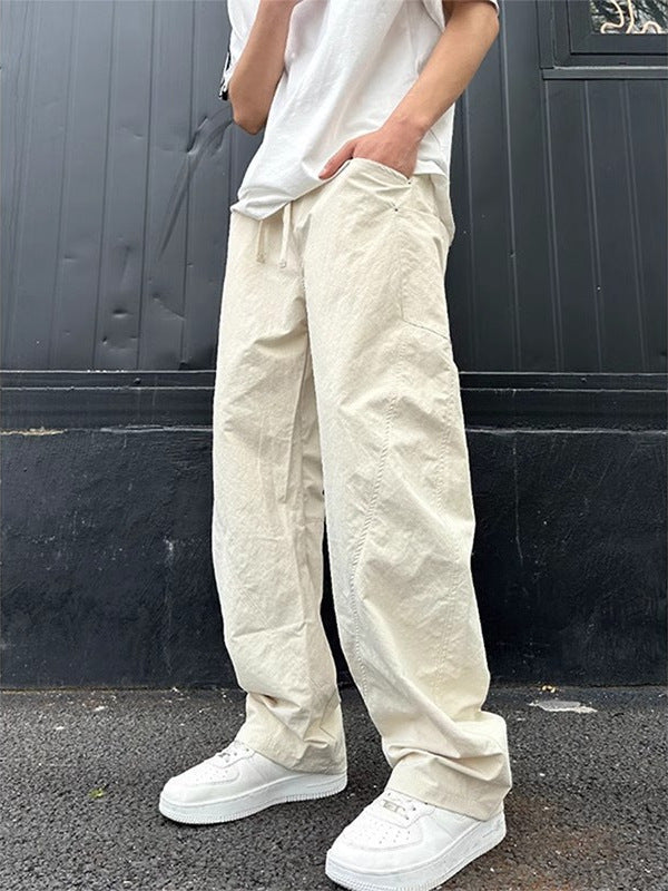 Men's American High Street Split White Straight Wide-Leg Scimitar