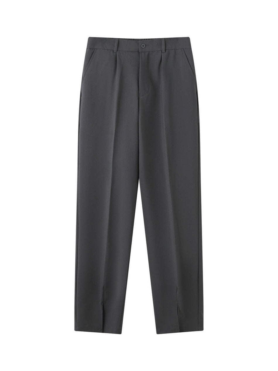 Men's Autumn Loose Straight-Leg Drapey Split Hem Dress Pants