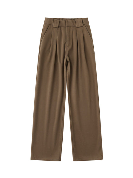 Black Men's Autumn Loose Straight Draped Wide-Leg Dress Trousers