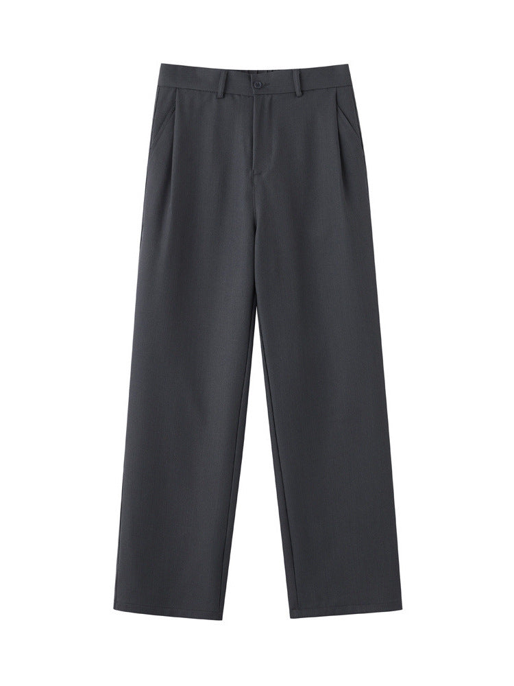 Black Men's American Retro High-Waisted Wide-Leg Drapey Suit Pants