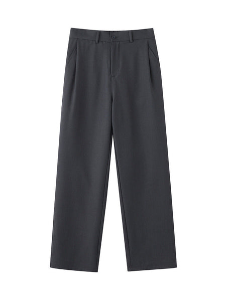 Black Men's American Retro High-Waisted Wide-Leg Drapey Suit Pants