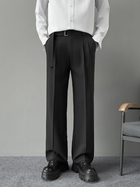 Brown Men's Autumn Basic Solid Color Straight-Leg Drapey Flared Trousers
