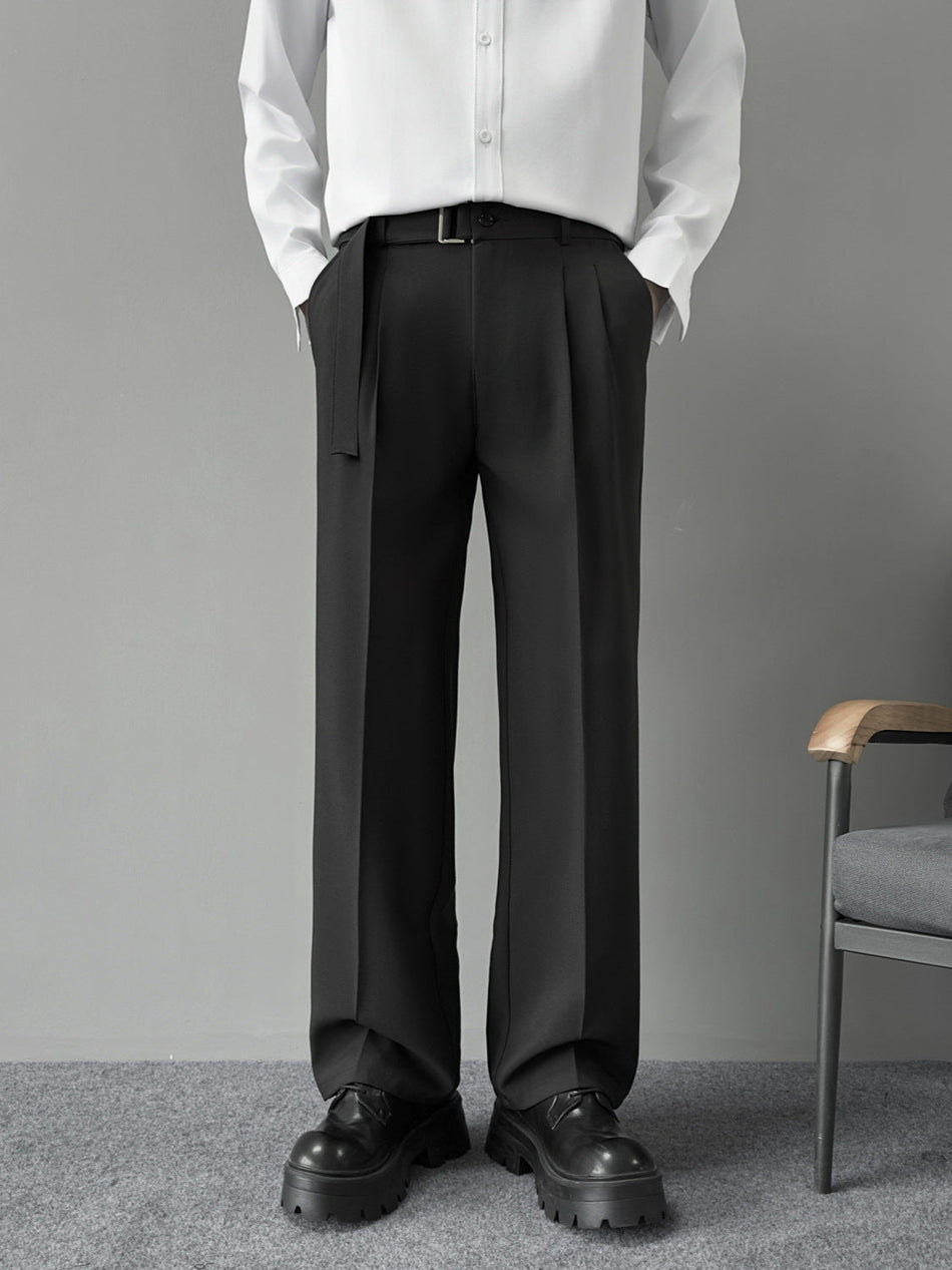 Brown Men's Autumn Basic Solid Color Straight-Leg Drapey Flared Trousers