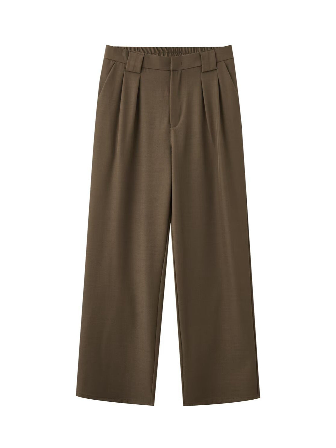 Black Men's Slim-Fit Straight Wide-Leg Drapey Floor-Length Suit Pants