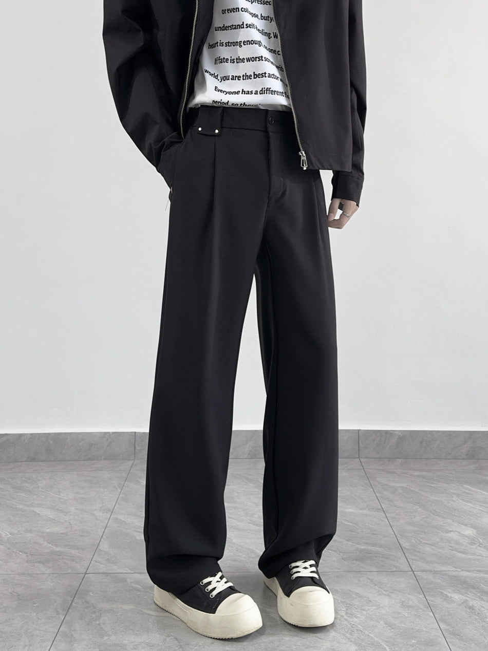 Men's High-End Straight-Leg Drapey Floor-Length Suit Pants