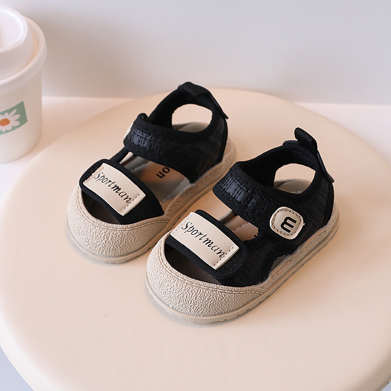 Black Premium Closed-Toe Summer Sports Sandals for Toddlers