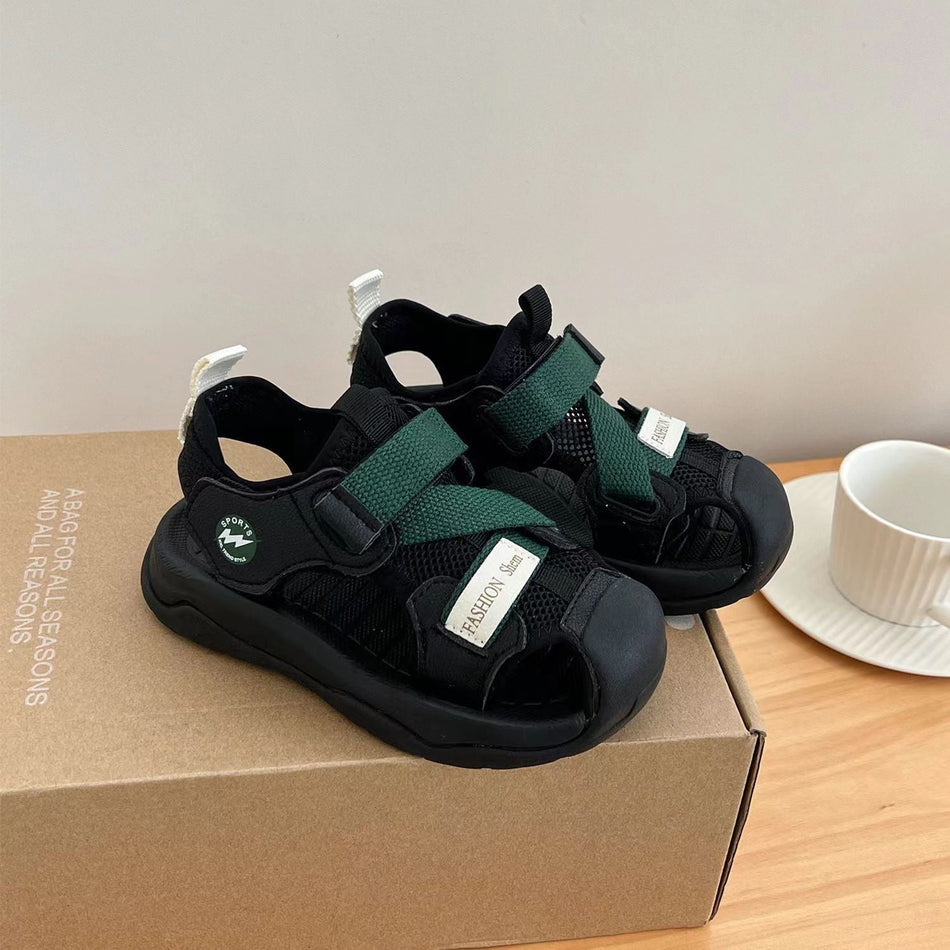 Black Premium Closed-Toe Summer Sports Sandals for Children