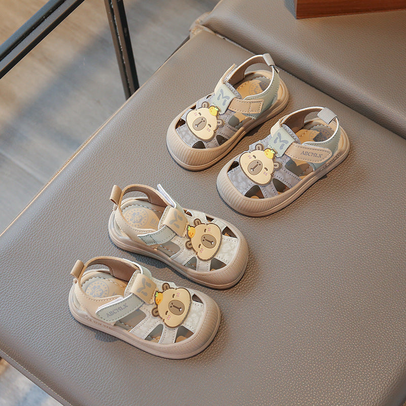 Premium Bear Motif Closed-Toe Summer Toddler Sandals