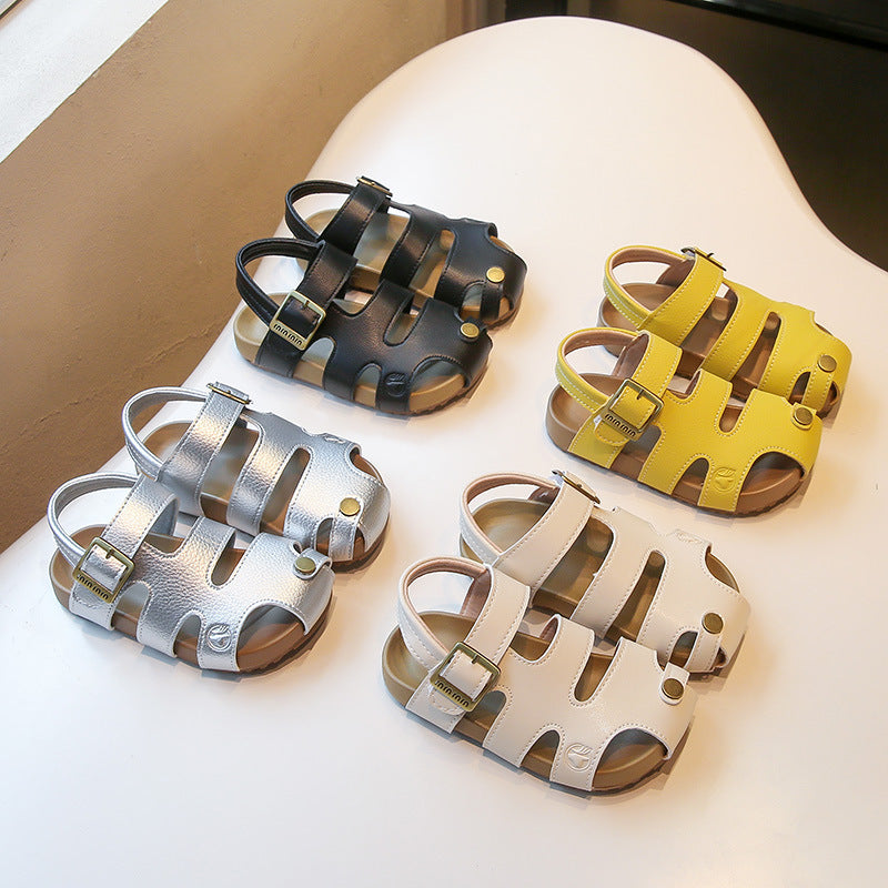 Premium Closed-Toe Leather Summer Sandals for Children