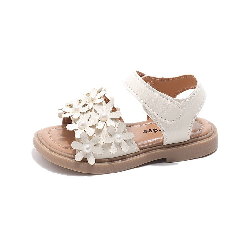 White Premium Little Fragrance Style Summer Princess Sandals for Girls