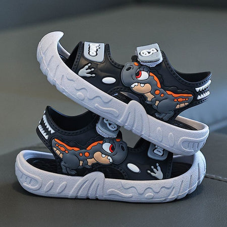 Grey Premium Cartoon Motif Soft-Sole Summer Sandals for Boys
