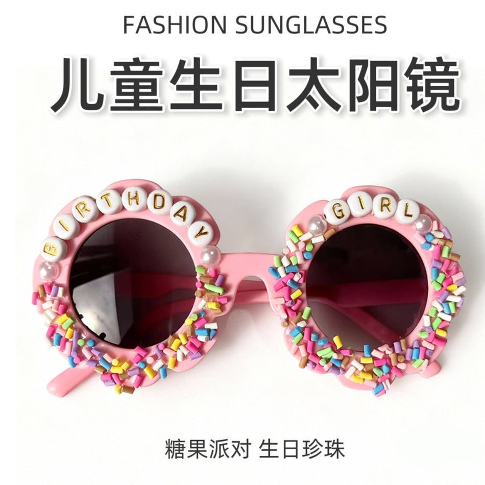 Premium Custom Pearl and Letter Candy Motif Birthday Sunglasses