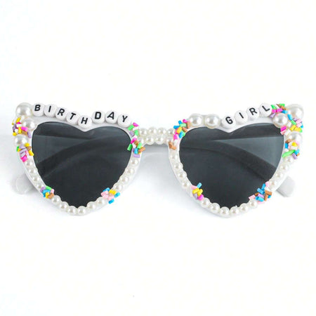 Premium Custom Pearl and Letter Heart-Shaped Party Glasses