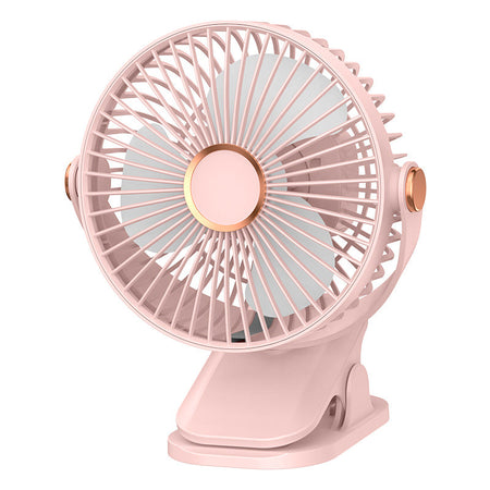White Student Dormitory Clip-On Small Desk Fan with Built-In LED Night Light