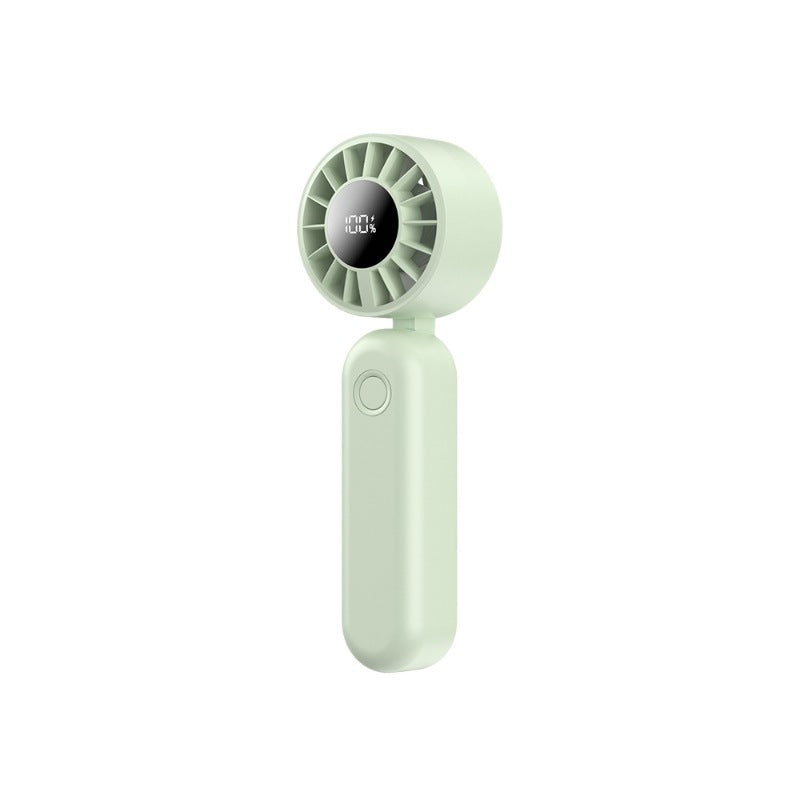 Green Digital Display Folding USB Rechargeable Handheld Fan – 37mm