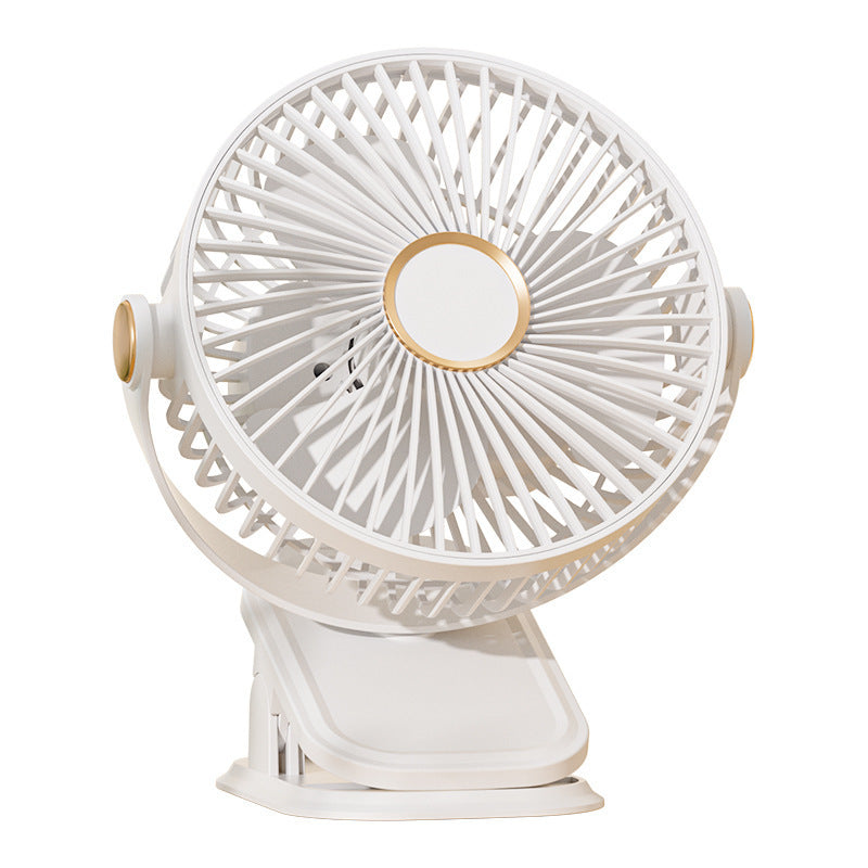 White USB Clip-On Silent Circulating Fan for Desk and Dorm Use