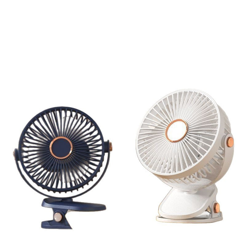 White Ultra-Quiet USB Clip-On Fan with Soft Luminous Light