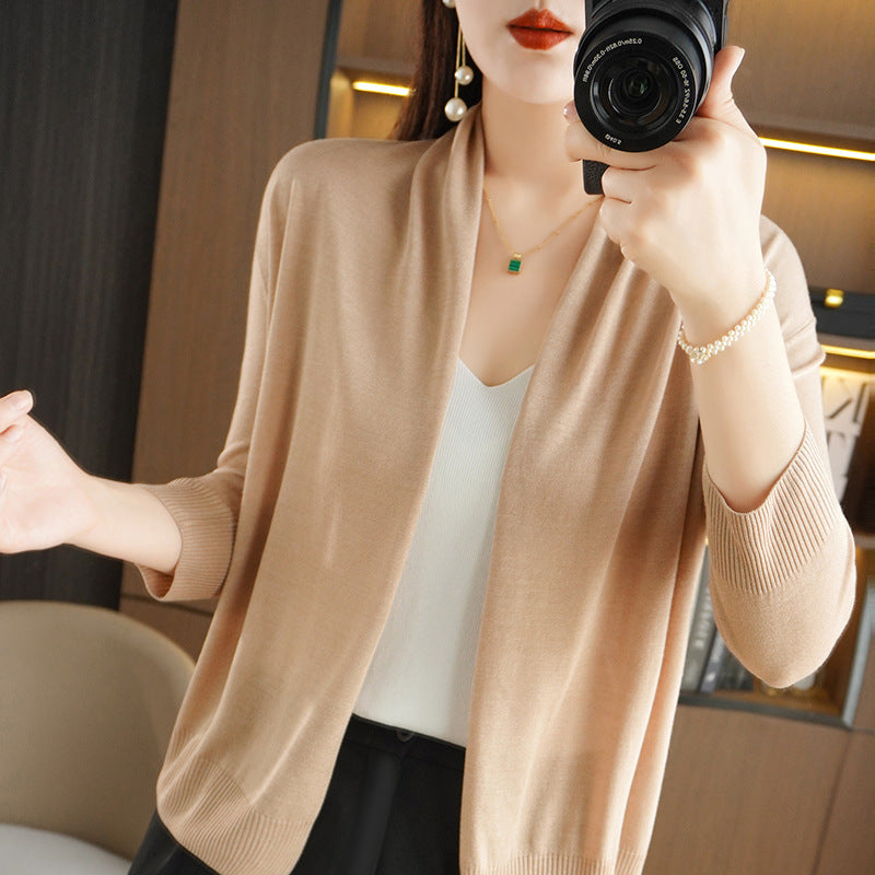 Women’s V-Neck Ice Silk Knit Sun Protection Cardigan