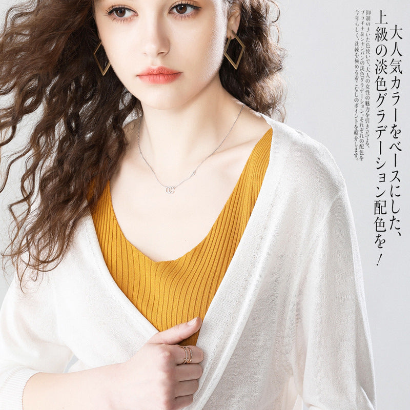 Women’s Long Ice Silk Hollow Knit Sun Protection Cardigan