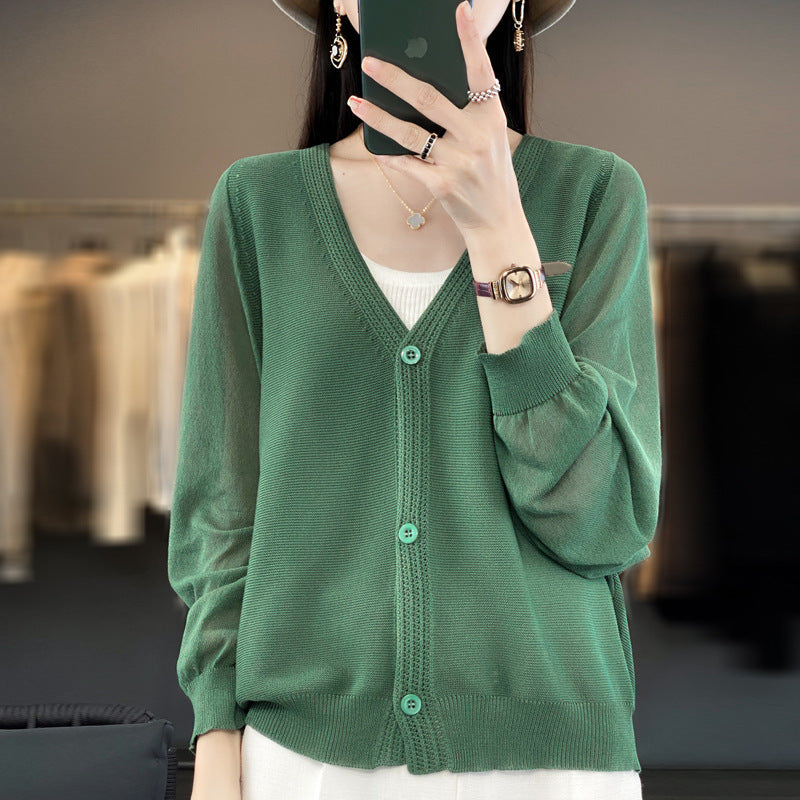 Grey Camel Women’s Ice Silk V-Neck Sun Protection Shawl Cardigan