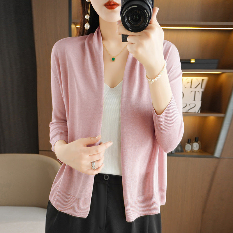 Women’s Three-Quarter Sleeve Knit Sun Protection Cardigan