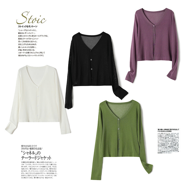 Women’s Loose Ice Silk Sun Protection Knit Cardigan