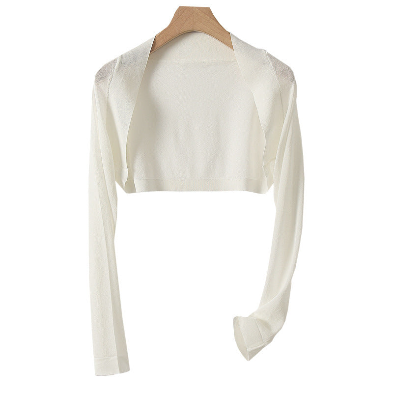 Black Women’s Summer Knit Short Cardigan Air Conditioning Shawl Jacket